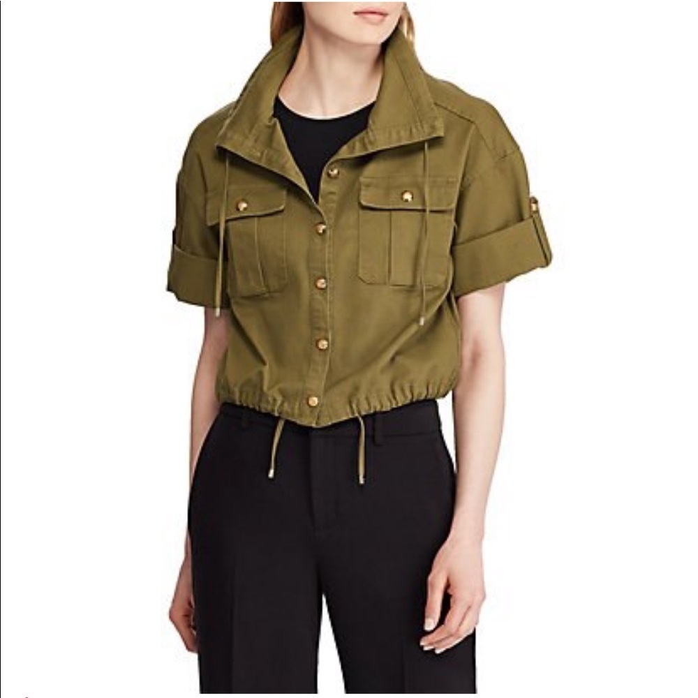 Lauren Ralph Lauren Cotton Canvas Olive green crop Jacket 10